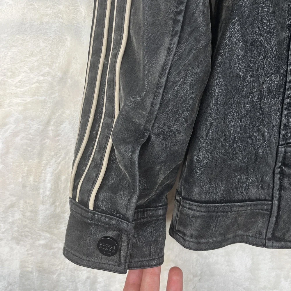 Buckle‎ Faux Suede Jacket Men's Small Black Distressed Zip Biker Piping Details